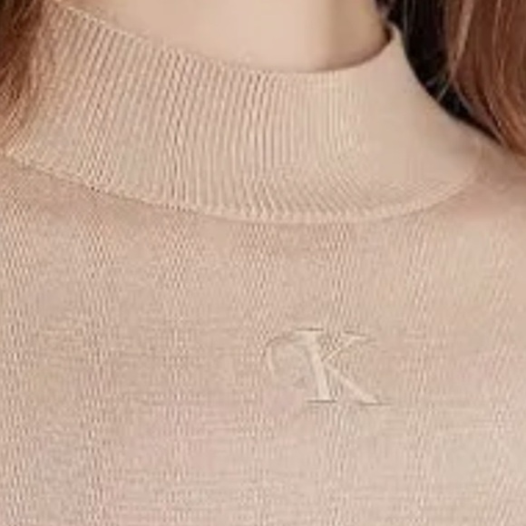 Calvin Klein Quiet Luxury Women's XL Mock Neck Cropped Monogram Sweater - Picture 2 of 8